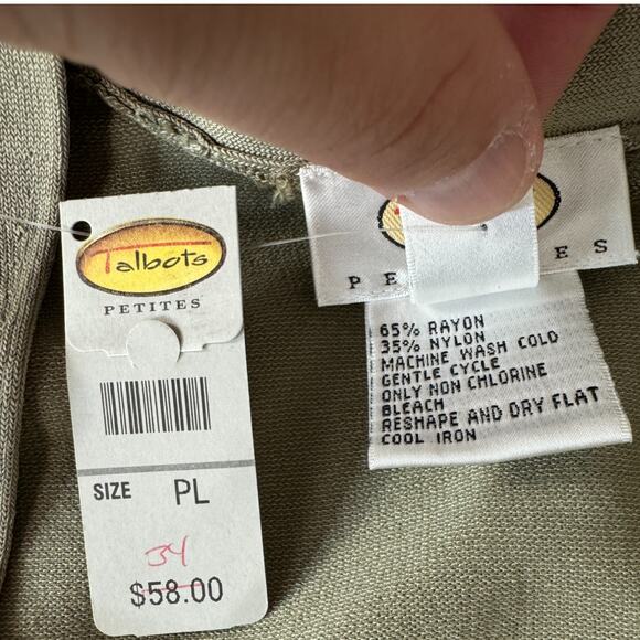Talbots Large Petite Womens Light Olive Green Short Sleeve Stretch Top NWT - Picture 3 of 12